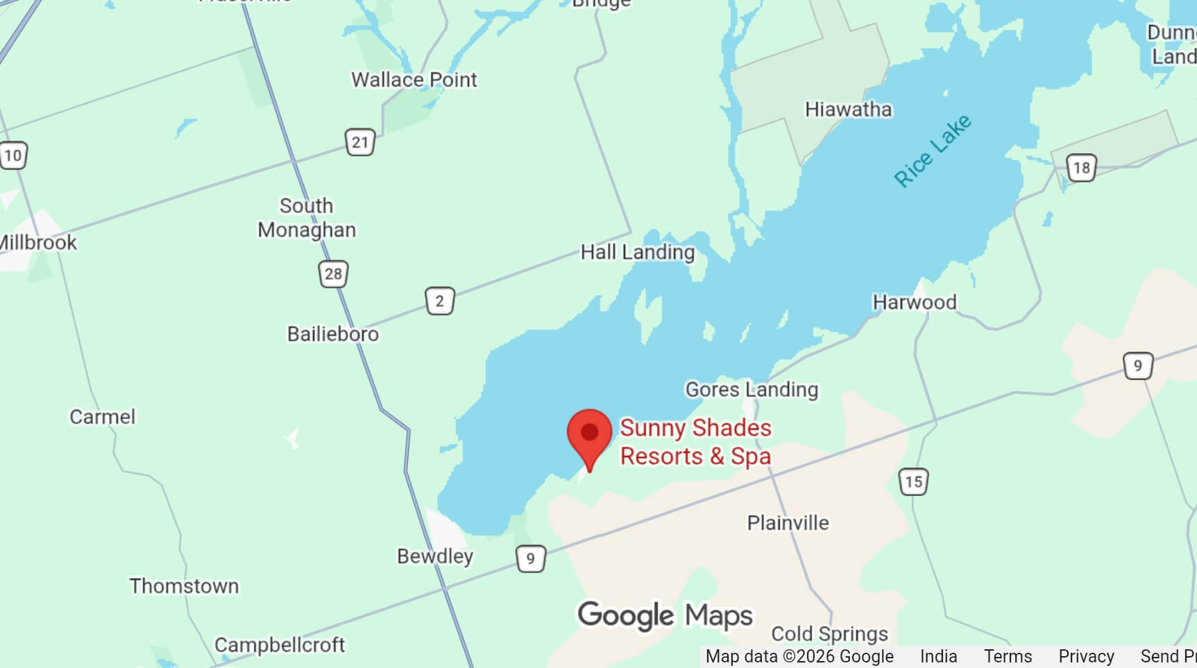 Map showing the location of Sunny Shades Resorts & Spa
